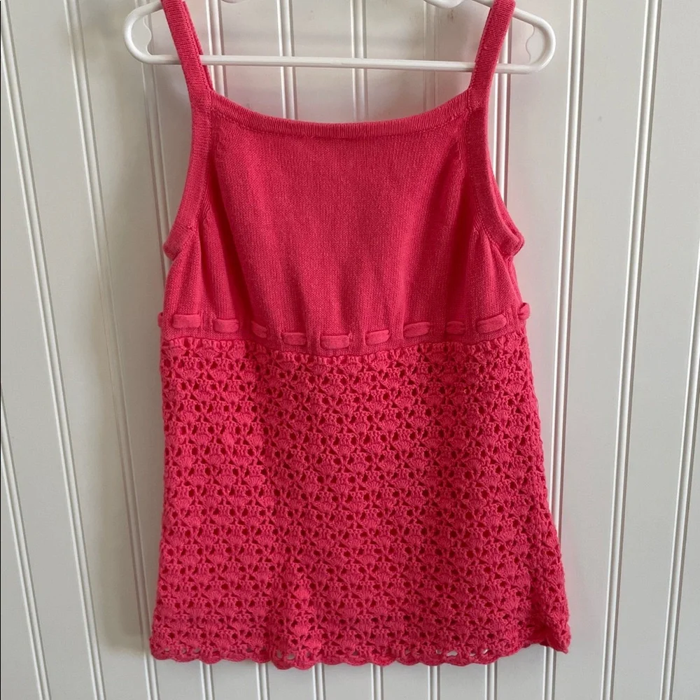 GYMBOREE GIRLS PINK CROCHETED KNIT TANK SWEATER TOP SIZE 10